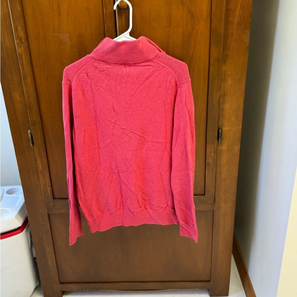 J. Crew mens 1/4 zip pullover Sweater large salmon color 💯 cotton